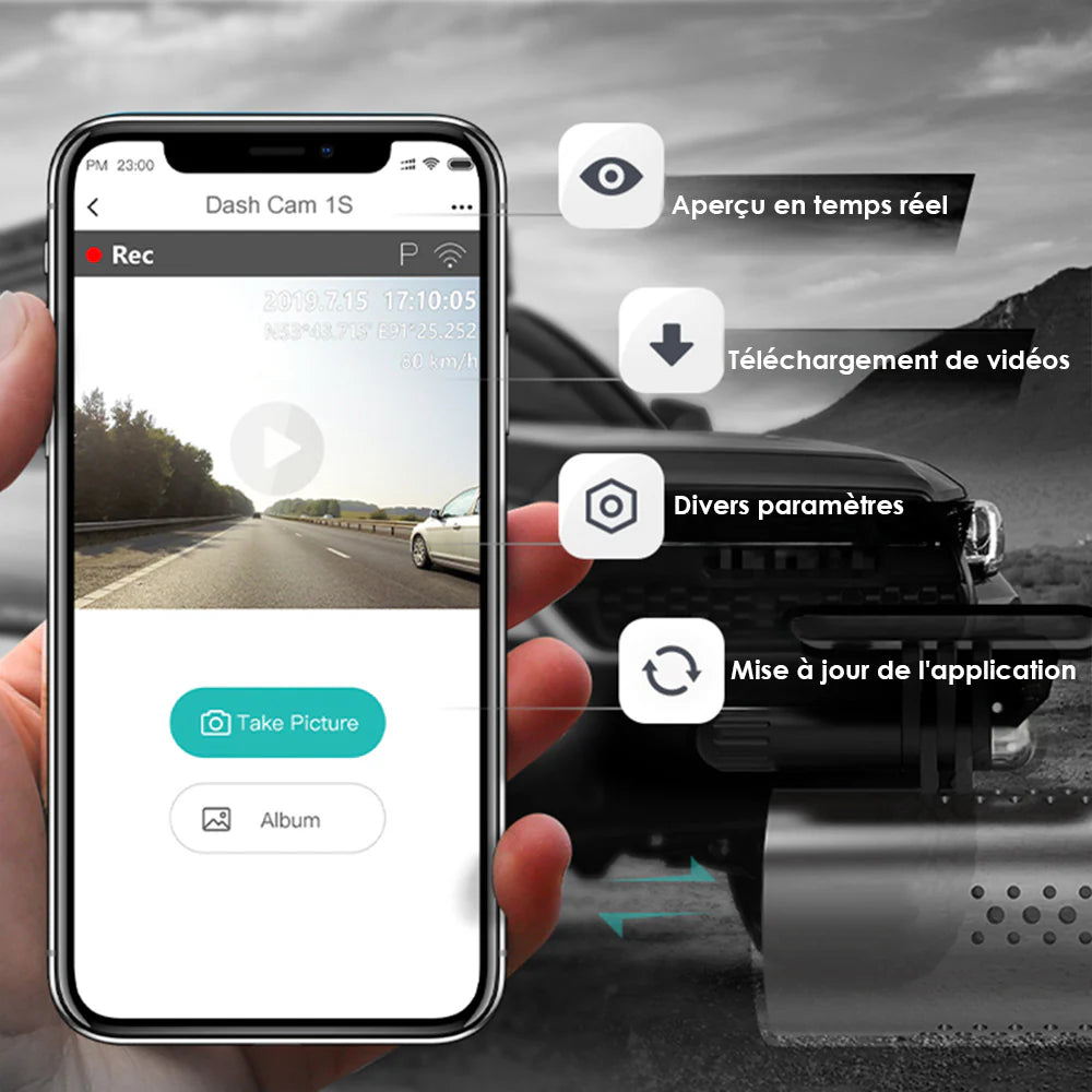 Dashcam 4K Wifi Connectée Avec Commande Vocal