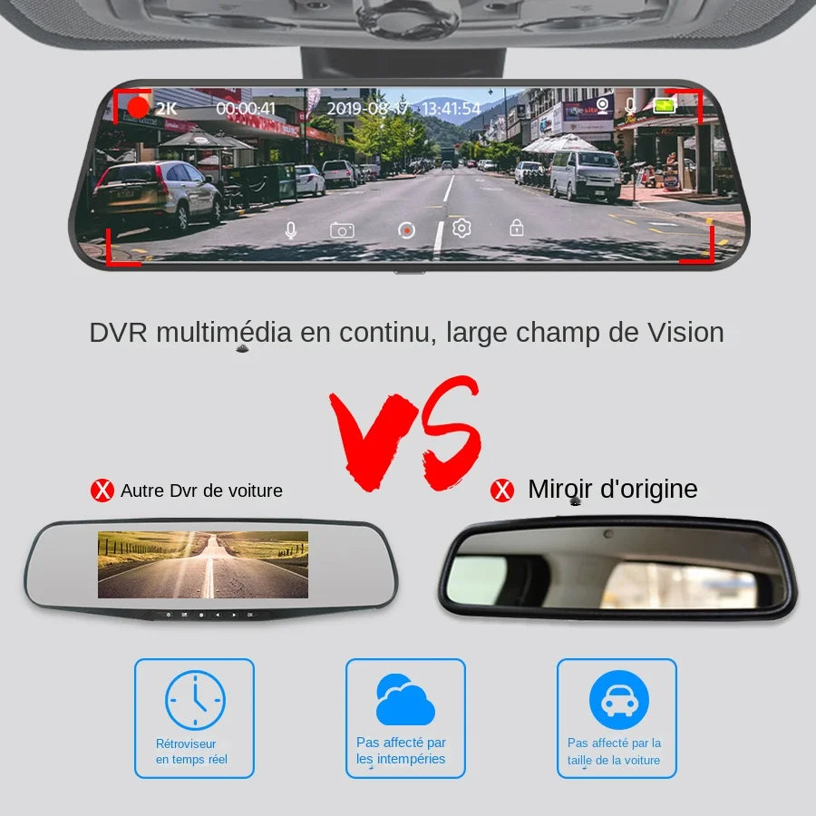 Dashcam Rétroviseur Avec Ecran Tactile 10 pouces